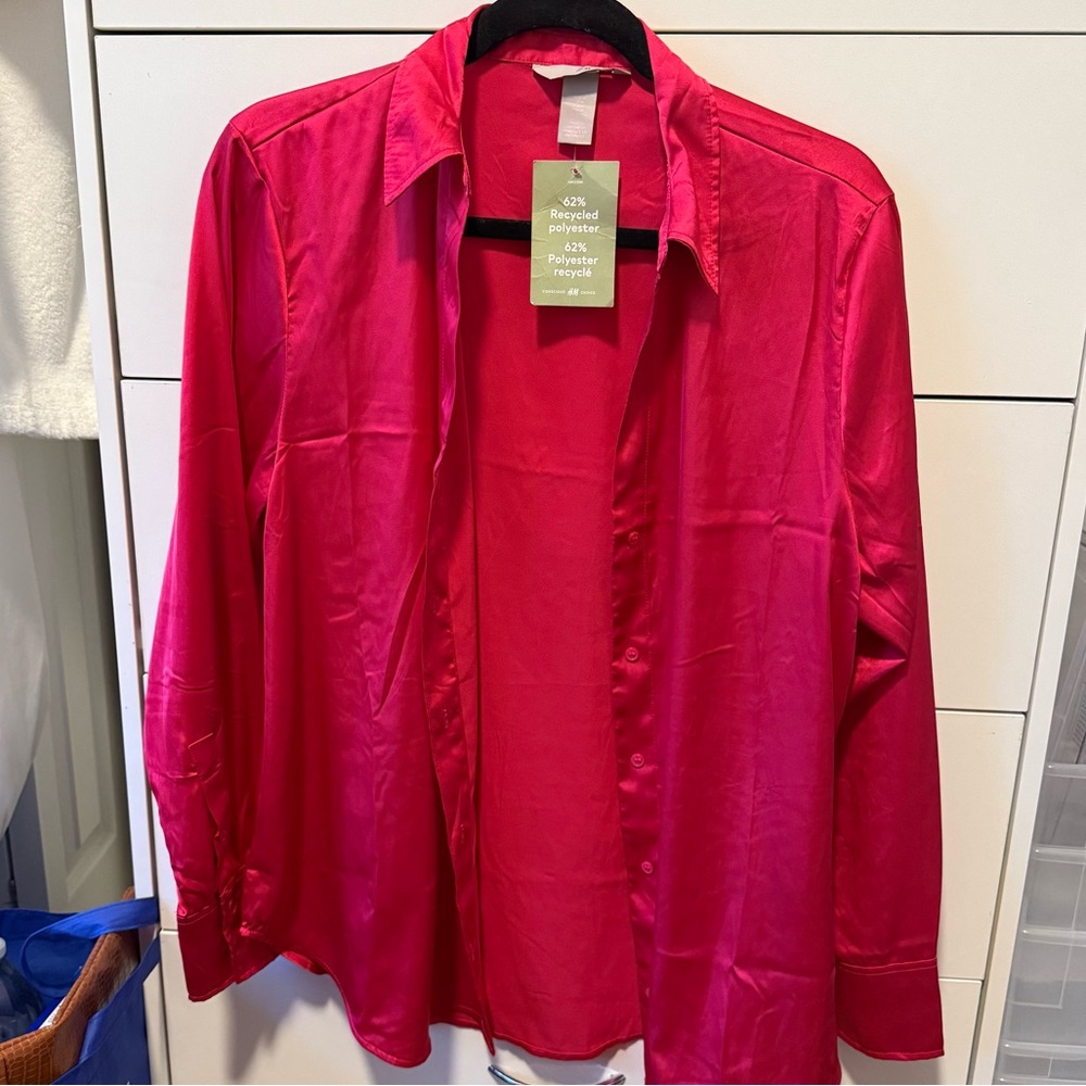 H&M Fuchsia Satin Blouse